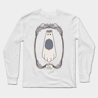 Cute Ghost Illustration in art nouveau frame |Self Love Quote | Cute Halloween Wall Art| Long Sleeve T-Shirt